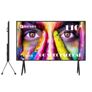 110 Inch UHD LED Smart TV, 4K Screen Television with Mount & Stand TS110TV High Resolution LCD Screen 16:9 Indoor Cinema with Anti-Glass WiFi, HDMI, USB Ports