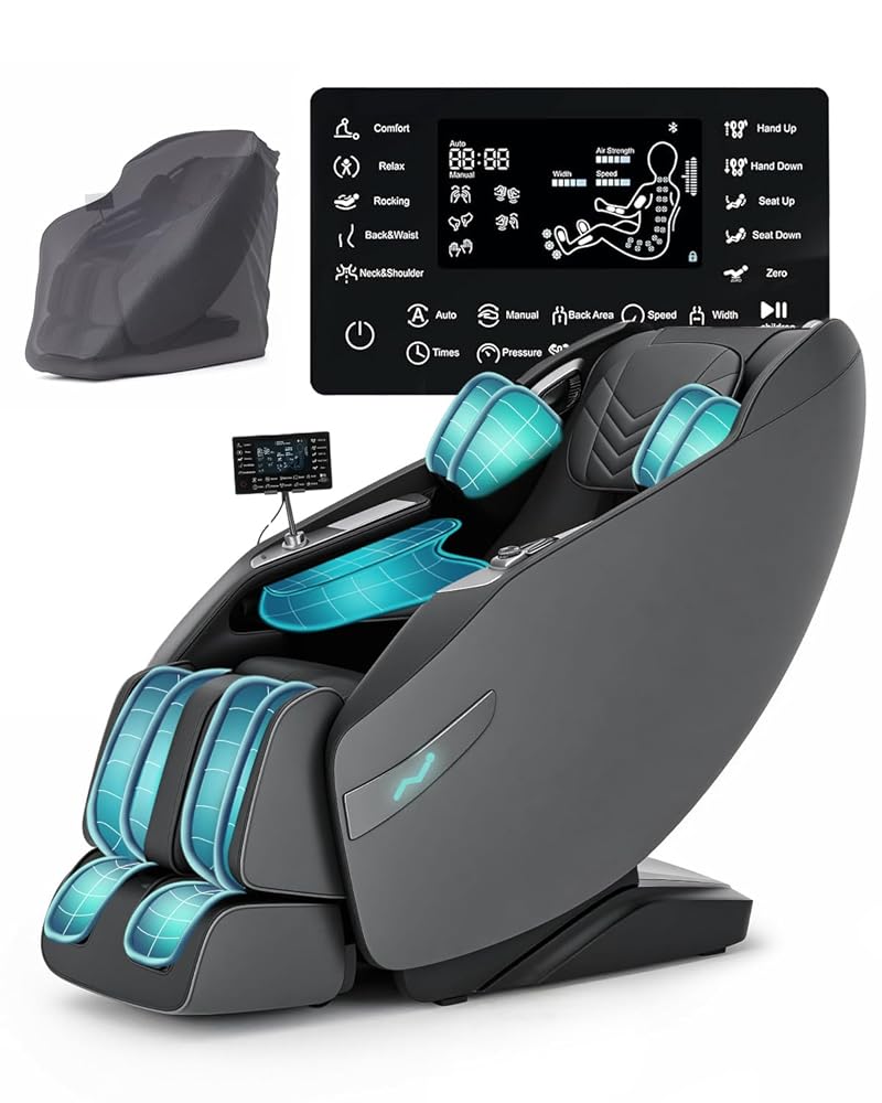 3D Full Body Massage Chair, Zero Gravity with Heat, 12 Auto-Modes, Shiatsu Foot & 55“ SL-Track, 28 Airbags, Footcare Massage, Black