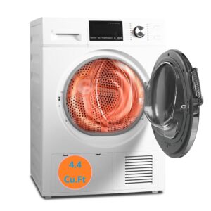 4.4 Cu.Ft Ventless Heat Pump Clothes Dryer, 24" Compact 120/240V Electric Front Load Drying Machine, Stackable for Small Spaces, Apartment, White