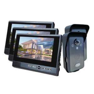 7 Inch Wireless Video Intercom in Private House Punch-Free Interphone Doorbell Video Entry Phone Intercoms for The Apartment Easy Installation (Size : 818-2D-3S) (8182D3S)