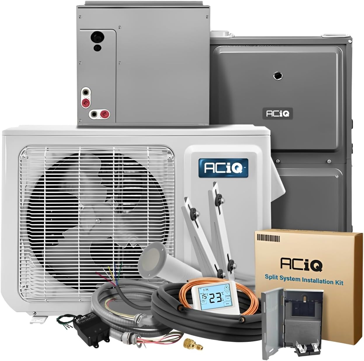 ACiQ Inverter Split AC Unit, Evaporator Cased Coil, and Natural Gas Furnace with 50' Install Kit | 3 Ton, 15.3 SEER2, 96% AFUE, 80000 BTU | Variable Speed, Two Stage,...