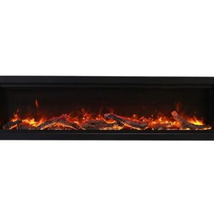 Amantii SYM-100-BESPOKE Symmetry Series Bespoke 100-Inch Built-in Electric Fireplace with Remote, Media, Black Steel Surround