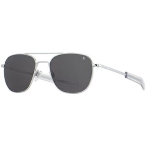 American Optical Original Pilot Sunglasses - Glass SkyMaster Lenses - Bayonet Temple - Non-Polarized (Silver/Grey, 55), Silver/Rey