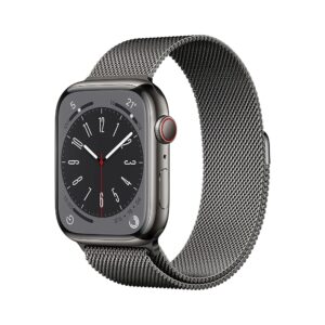 Apple Watch Series 8 GPS + Cellular, 45 mm Edelstahlgehäuse Graphit, Milanaise Armband Graphit