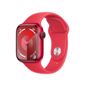 Apple Watch Series 9 (GPS + Cellular, 41 mm) Smartwatch with Aluminium Case and Sports Strap S/M in (PRODUCT)RED. Fitness Tracker, Blood Oxygen and ECG Apps, Always-On Retina...