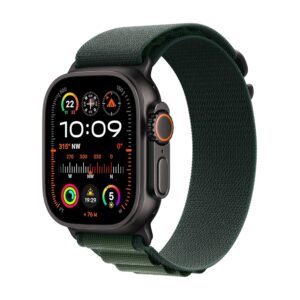 Apple Watch Ultra 2 (GPS + Cellular 49mm) Smart Watch, Sports Watch with Titanium Case in Black and Alpine Loop in Dark Green (Large) Fitness Tracker, Precise GPS, Action...