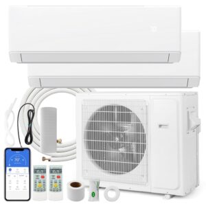 ARLIME Mini Split AC, 2 Zone 36000 BTU Wifi Enabled Air Conditioner & Heater, 23 SEER2, Energy Star, R32 Refrigerant, Inverter Wall AC Unit with Installation Kit, 208-230V (Dual...