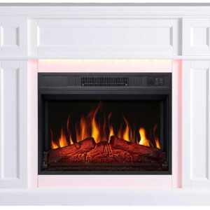 ArtiFlame LINZ AF23S Electric Fireplace with Heater, 1800 W, Realistic Flame Effect, LED Lighting in 16 Colours, Remote Control, Timer, Thermostat, Crinkle Effect, MDF, White