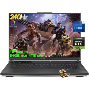 ASUS ROG Strix G18 G814 Gaming Laptop 18" QHD 240Hz (100% DCI-P3, 3ms) Intel 24-Core i9-13980HX 64GB RAM 4TB SSD GeForce RTX 4070 8GB Thunderbolt RGB Backlit Fast Charging Win11...