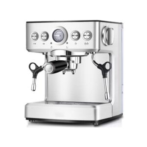 Automatic Espresso Coffee Machine - 19Bar Pressure, Stainless Steel Body, Removable Water Tank, Automatic Power Off Function, Silver