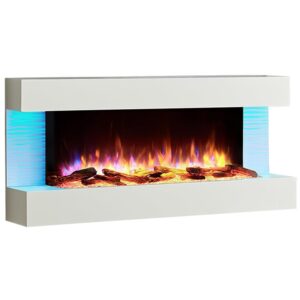BALDERIA Helia Electric Fireplace, Electric Wall Fireplace with 3D Flame Effect, Electric Heater 2000 W, LED Lighting, Fireplace with Remote Control, Timer, Start Control and...