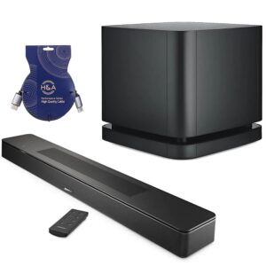 Bose New Smart Dolby Atmos Soundbar, Black with Bass Module 500 + H&A HDMI Cable with Ethernet 10'
