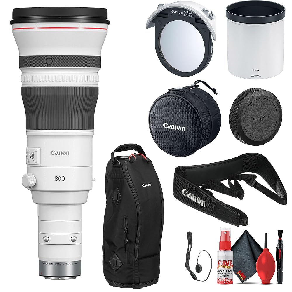 Canon RF 800mm f/5.6 L is USM Lens Ideal for Sports, Wildlife, and Journalism (5055C002) + Cap Keeper + Cleaning Kit (Renewed)