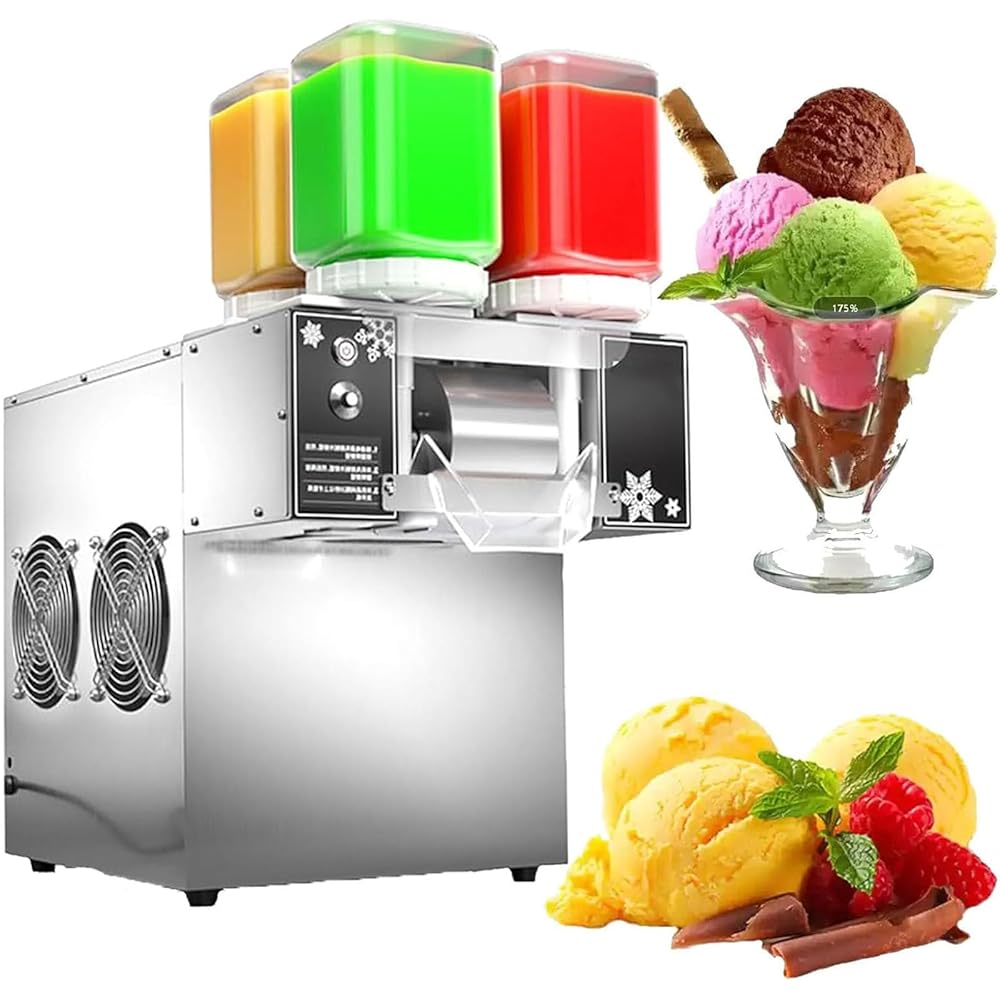 Commercial Automatic Electric Ice Crush Machine 120KG/24H, Snow Cone Shaver, Snowflake Ice Machine, Air Cooling, for Home, Food Truck, Restaurant, Milktea Shops,etc,1200W