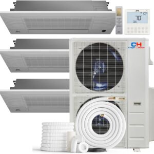 Cooper & Hunter 55,000 BTU 3-Zone Ductless Mini Split Air Conditioner & Heat Pump â€“ 18K+18K+18K 1-Way Ceiling Cassette Air Handlers â€“ 21.3 SEER2 â€“ 25FT Installation Kits...