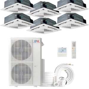Cooper & Hunter 6 Zone 9k+9k+9k+9k+9k+9k Ceiling Cassettes with Installation Kits, 4 Ton Six Zone Ductless Multi Mini Split Air Conditioner