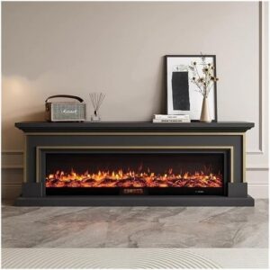 Decor 71/79" Fireplace TV Stand for Living Room, Modern Entertainment Center with 3D Flame Electric Fireplace, Remote Control Living Room(Black,Large)