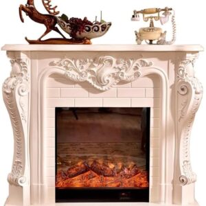 Decor Electric Fireplace with Mantel, Freestanding Fireplace Heater with Realistic Flame, Remote Control Living Room