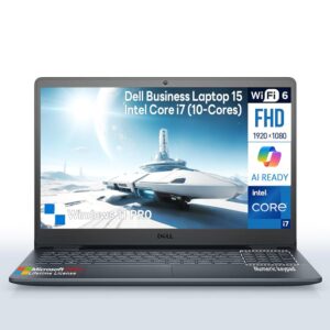 Dell Inspiron 15 3000 Laptop Computer, 15.6 Inch FHD Business Laptop Notebook PC, Intel 10-Core i7, Windows 11 Pro, 64GB RAM 2TB SSD, Office Lifetime, 10-Key Number Pad, WiFi6