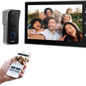 doorbell 10 Inch Wireless WiFi Smart IP Video Doorbell Intercom System,1xTouch Screen Monitor with 1x720P Wired Door Phone Camera