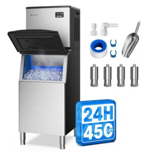 ecozy 22“ Commercial Ice Maker Machine 450 LBS in 24 H, Modular Ice Machine with 250 LBS Storage, Air Cooled Industrial Ice Cube Machine, ETL & DOE, Ice Ready in 14 Mins, for...