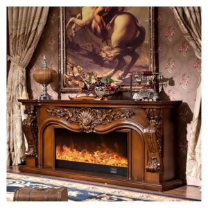 Electric Fireplace Electric Firebox Burner Fireplace Set Chimneypiece Wooden Mantel with Artificial LED Optical Flame Decoration Atomizing Fireplace