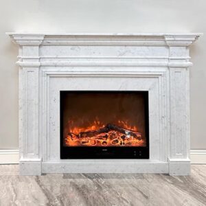 Electric Fireplace - Freestanding Electric Fireplace Inserts Includes Rectangular Border,Modern Cabinet Includes Textured Design&Realistic Flame Effect for Living Room(55.11IN)