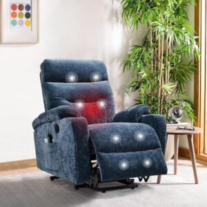 Electric Power Lift Recliner Chair Sofa with Massage and Heat Compatible with Elderly, 3 Positions, 2 Side Pockets and Cup Holders,Sofa