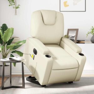 Electric Stand Up Massage Recliner Chair Cream,Arm Chairs, Recliners & Sleeper Chairs-3205998