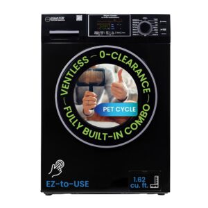 Equator All-in-one 4700 Washer Dryer Ventless FULLY BUILTIN 0-CLEARANCE 1.62cf/15lbs 110V 1400RPM in Black