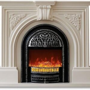 Fireplace Grate Electric Fireplace with Mantel, Birdcage Shaped Fireplace Heater, Decorative Fireplace with Realistic Flame Fireplaces for Living Room