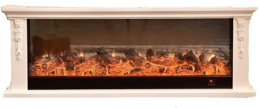 Fireplace Stove 70.8/78.7" Electric Fireplace with Mantel, Ivory Decorative Fireplace Cabinet TV Stand, 3D Realistic Flame Electric Fireplace(XL)