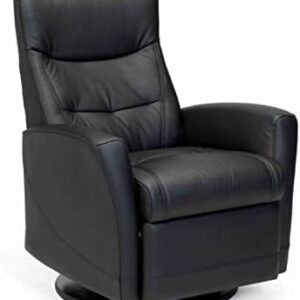 Fjords Oslo Large Swivel Relaxer Recliner Lounge Power Electric Ergonomic Reclining Chair Black NL 101 Nordic Line Leather by Hjellegjerde
