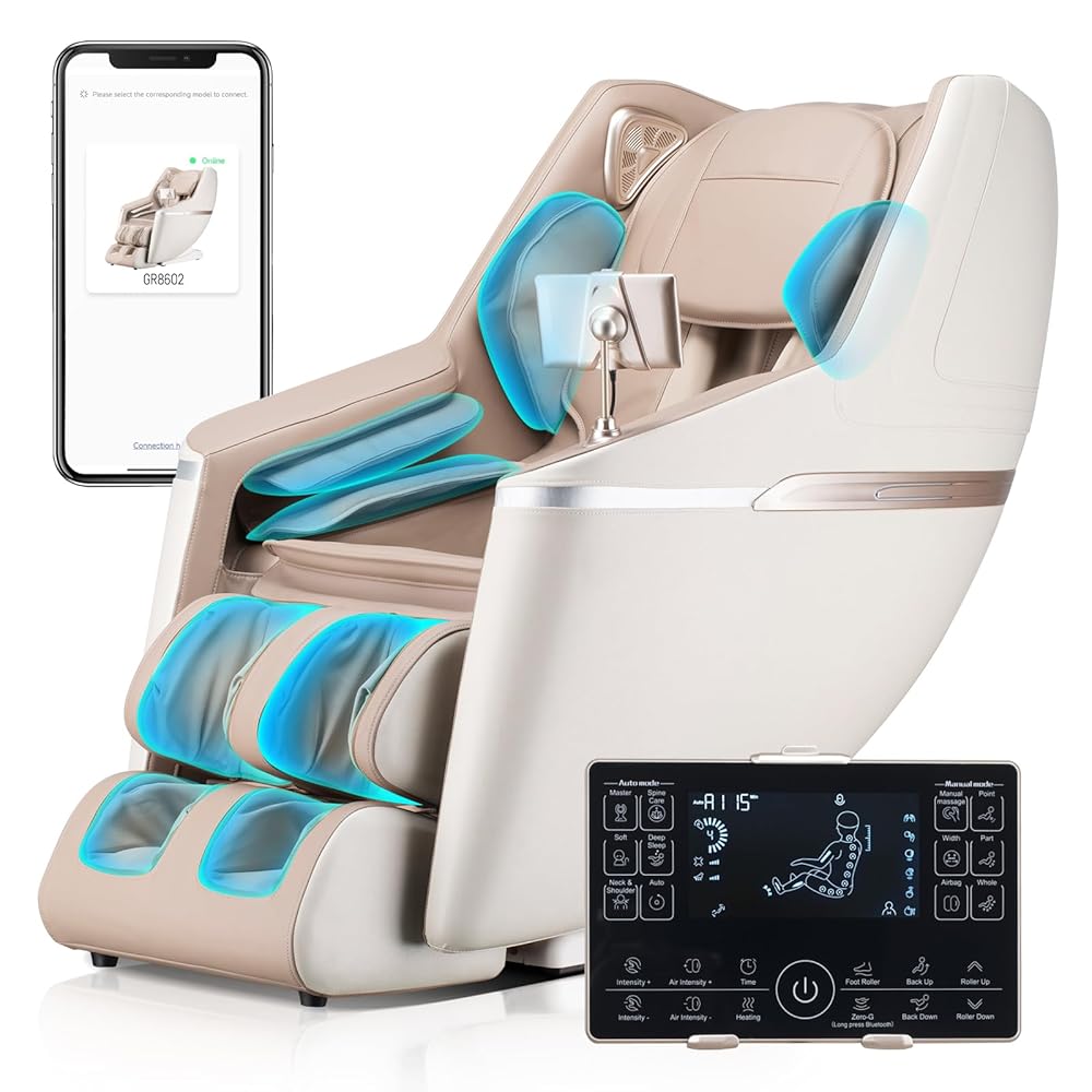 Full Body Massage Chair: 3D Zero Gravity Shiatsu Massager Chairs for Office - SL Track Back Heating Massaging Recliner for Home Family