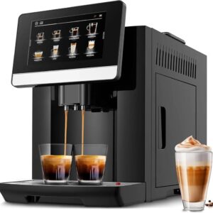Fully Automatic Espresso Machine with Grinder - 19 Customizable Coffee Options - Auto-Cleaning for Easy Maintenance - Milk-Foam
