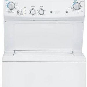 GE GUD27ESSMWW Unitized Spacemaker 3.8 Washer with Stainless Steel Basket and 5.9 Cu. Ft. Capacity Electric Dryer, White