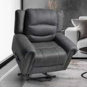 Genuine Leather Electric Recliner Chair with Massage and Heated, Oversized Single Sofa Vintage Chair for Living Room Bedroom, Electric Power Lift Chair Recliner for Elderly...
