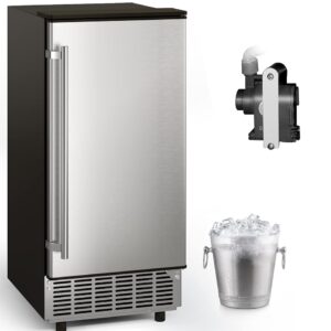 GLACER Under Counter Ice Maker, 80lbs/ 24H, Built-in Ice Machine with Drain Pump, Reversible Door, 24H Timer & Self-Cleaning, Freestanding Ice Cube Machine for Commercial and...