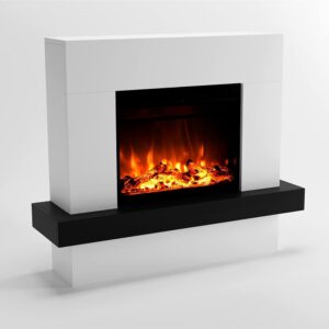 GLOW FIRE Electric Fireplace with Heater and Fireplace (Pandora Standing Fireplace) - Electric Fireplace with LED Fire in 3 Colours, Fan Heater, Wooden Decoration & Remote...