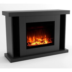 GLOW FIRE Electric Fireplace with Heater and Fireplace (TARVOS) - Electric Fireplace with LED Fire in 3 Colours, Fan Heater, Wood Decoration & Remote Control, 120 x 84 x 38 cm,...