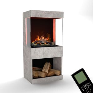 GLOW FIRE Opti-Myst 400 Water Vapour Fireplace OGF 2 (Standing Fireplace) - Electric Fireplace with Realistic LED 3D Flames, Crinkle Effect & Remote Control, 55 x 110 x 40 cm -...
