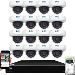 GW 4K (3840x2160 @30fps Real-time) 32 Channel NVR Security Camera System with 16 8MP AI Facial Recognition/Human/Vehicle Detection 5X Optical Motorized Zoom Waterproof IP Dome...