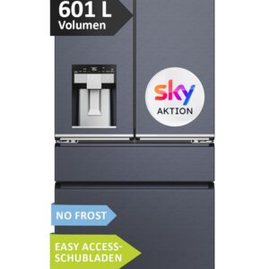 Haier French Door Fridge-Freezer I 91 cm Width, 601 L I French Door Fridge with Ice Cube Dispenser, Wi-Fi & No Frost I Double Door Fridge with Freezer I FD Series 7 PRO HFW7918EIMB