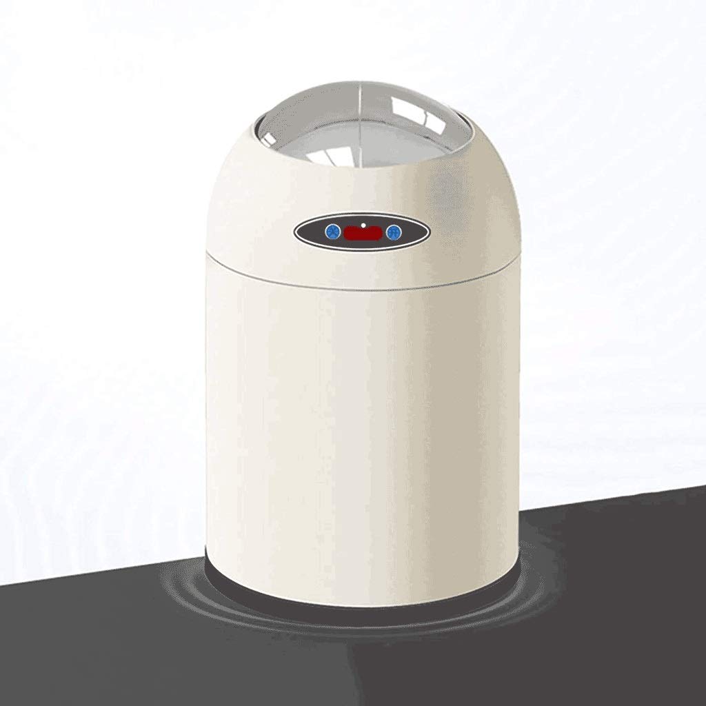 Household Rechargeable Trash Can Smart Induction Trash Can Round Touchless Metal Trash Can with Two-Way Opening and Closing Trash Can for Bedroom (Color : B, Size : 8l) (B 6l)
