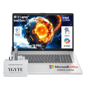 HP 17 Touchscreen Laptop Computer, 17.3" HD+ Touch Screen Business Laptop, Intel Core 7 (Faster Than i7-1355U), 40GB RAM 2TB SSD, Windows 11 Pro, Lifetime Office,Backlit...