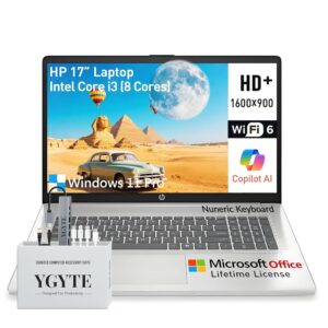 HP 2025 Laptops 17 Inch, 17.3" Laptop Computer, HD+ Large Screen, Intel Core i3 (8-Cores), 32GB RAM 1TB SSD, Windows 11 Pro, Lifetime Office, Number Pad, Wi-Fi 6, USB-C