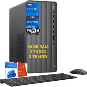 HP Envy Business Desktop Computer, Intel 20-Core i7-14700(Up to 5.4GHz), 64 GB RAM, 2 TB SSD, 2 TB HDD, Intel UHD Graphics 770, Tower PC, Wi-Fi 6, Windows 11 Pro, Microsoft...