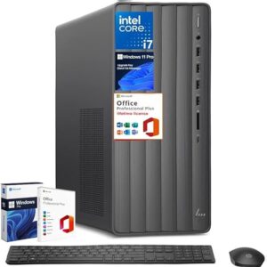 HP Envy Desktop Computer, Intel i7-14700 (20-core, up to 5.4GHz), Microsoft Office Pro Lifetime, 64 GB RAM, 2 TB SSD, Intel UHD Graphics 770, Wi-Fi 6, Home & Business PC,...