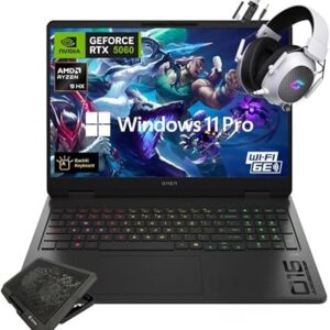 HP OMEN 16" Gaming Laptop 2K 144Hz - AMD Ryzen 9 8940HX, NVIDIA RTX 5060, 64GB RAM, 2TB SSD, RGB Backlit Keyboard, Wi-Fi 6E, Cooling Pad Bundle, Windows 11 Pro