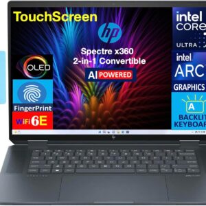 HP Spectre x360 AI Powered 2-in-1 Laptop 16.0" Touchscreen OLED 2.8K Display (Intel Ultra 7-155H, 32GB LPDDR5X, 2TB PCIe SSD, Backlit KB, Fingerprint, Win 11 Pro) w/DKZ USB Port...